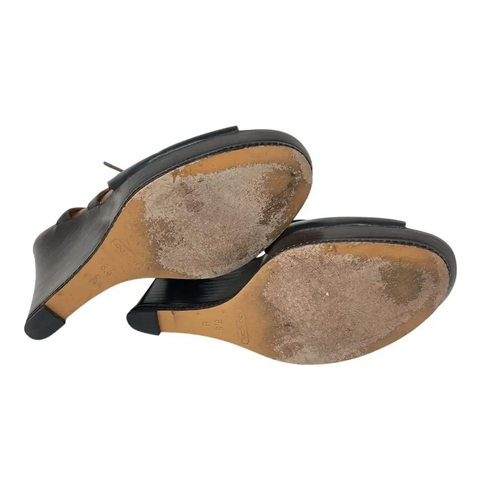 Coach Black Platform Sandals Chunky Wedge 8.5